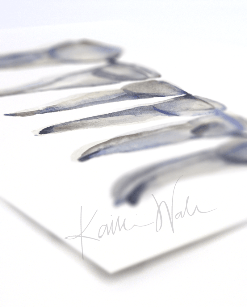 Blue Gray Incisors Print Watercolor- Professional Anatomy Art- Clinic Decor- Gift for Dentist