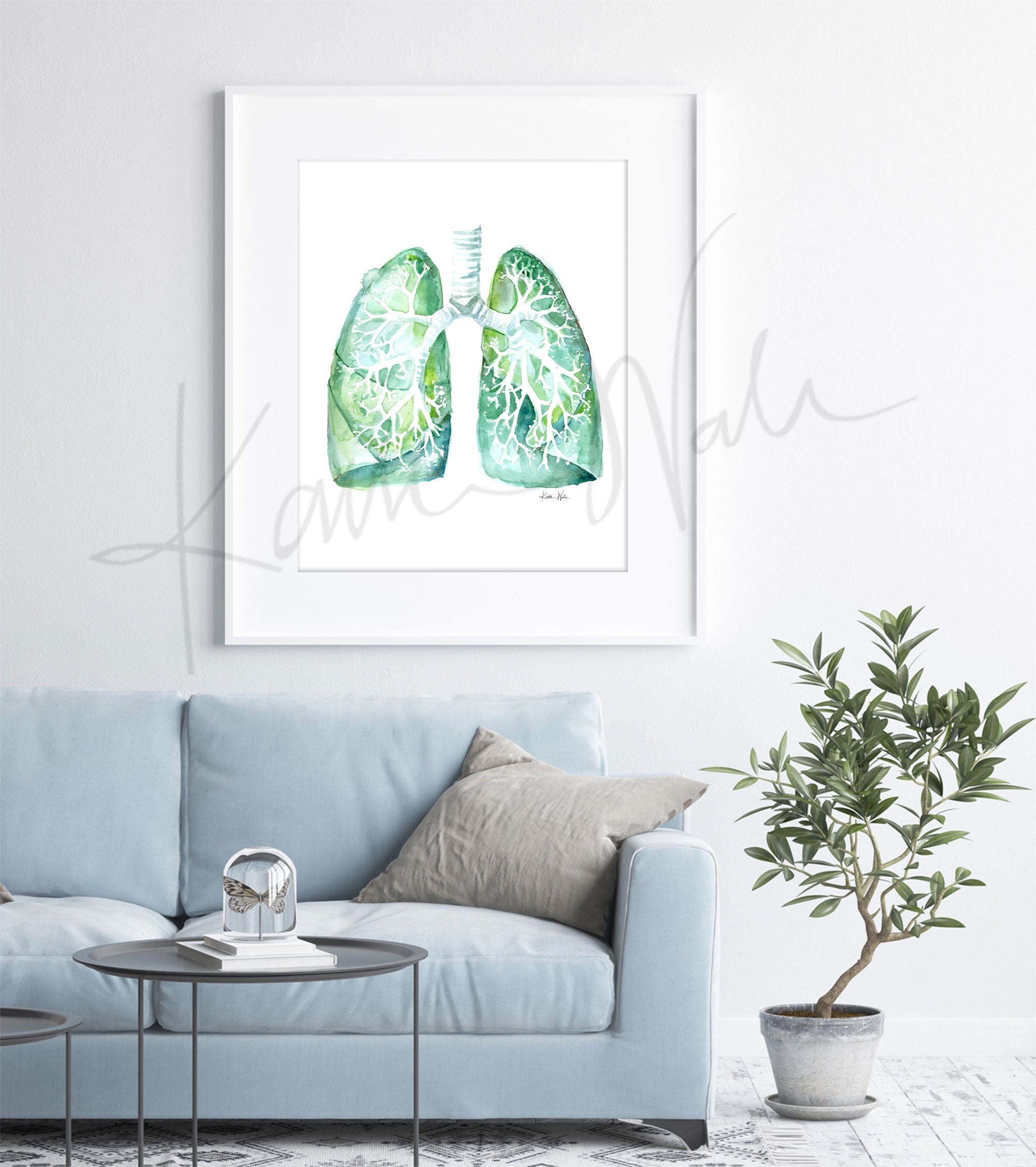 Lung Disease Prevention Watercolor Print - Lyon Road Art