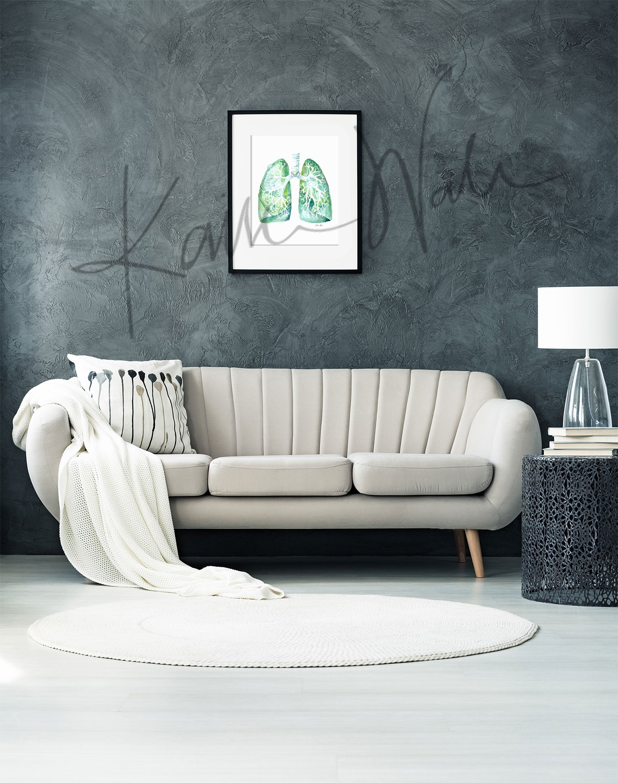 Lung Disease Prevention Watercolor Print - Lyon Road Art