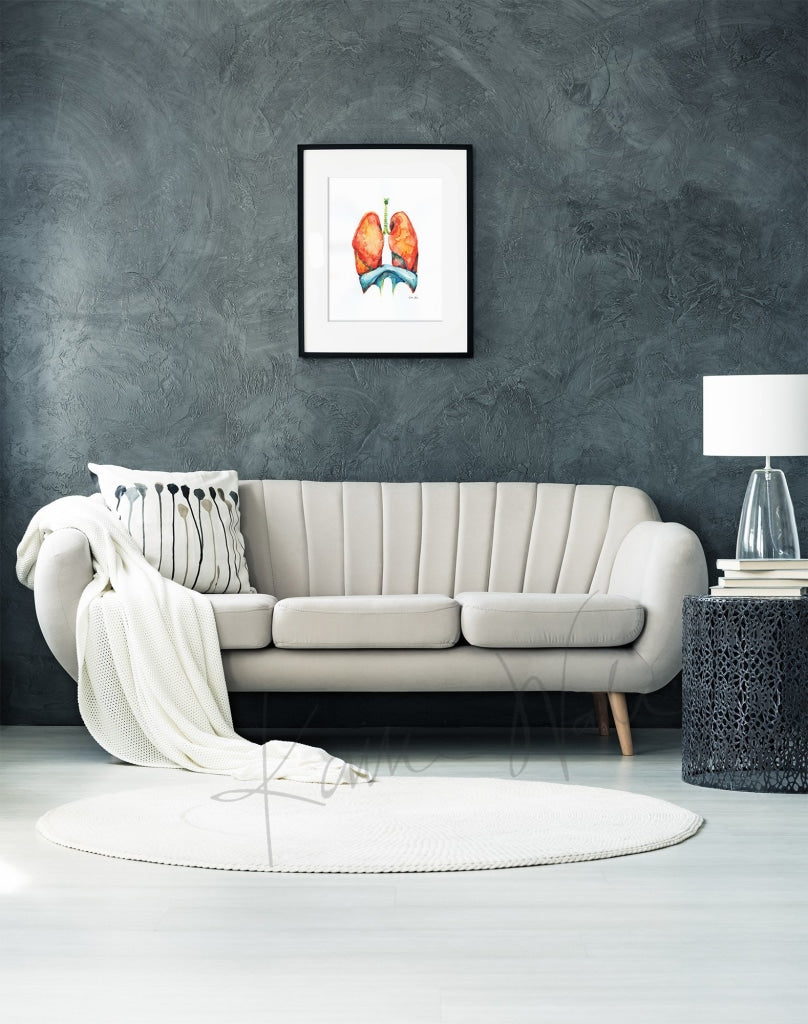 Respiratory System Print Watercolor