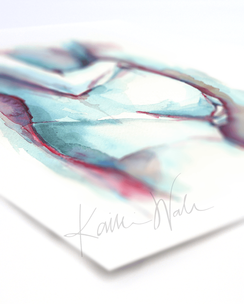Watercolor Print Mother With Child Laying Flat