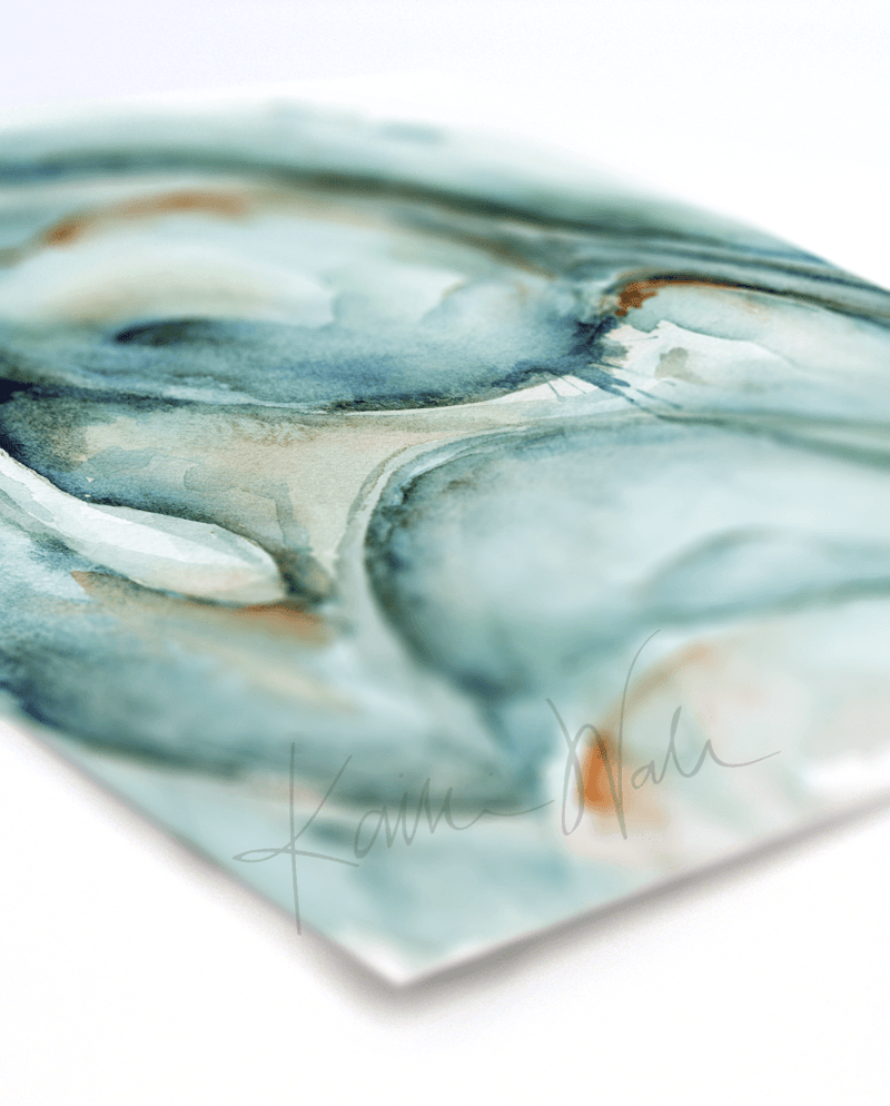 Abstract Uterus In Teal Watercolor Print