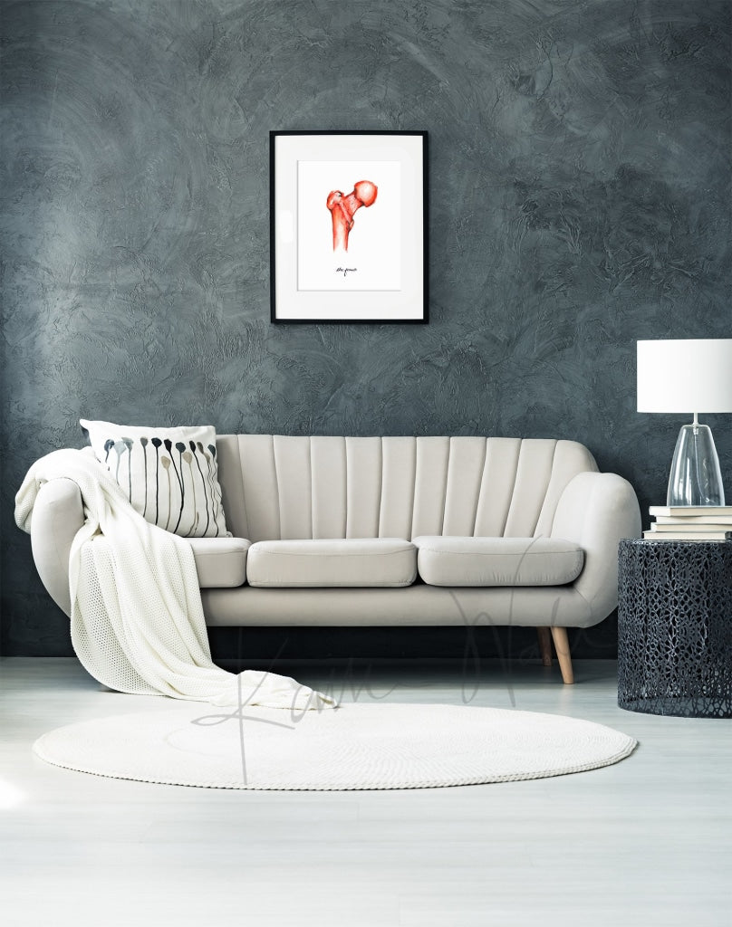 Femur Anatomy Print Watercolor